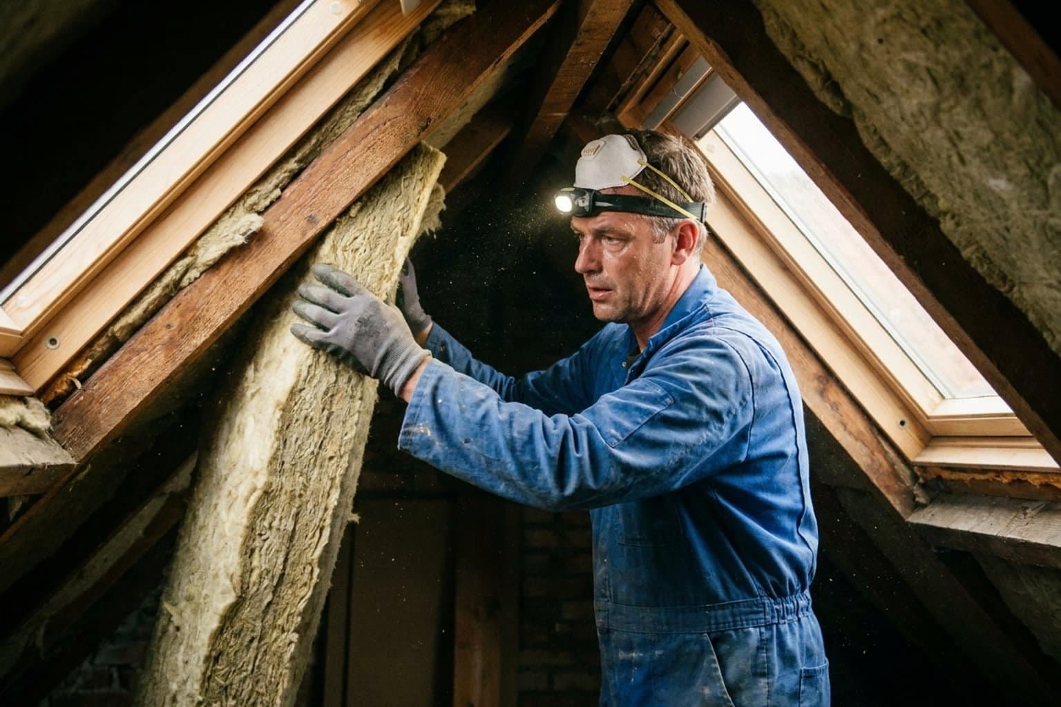 Isolatiespecialist aan het werk