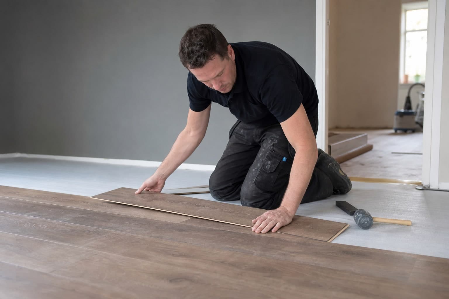 Vloerspecialist aan het werk