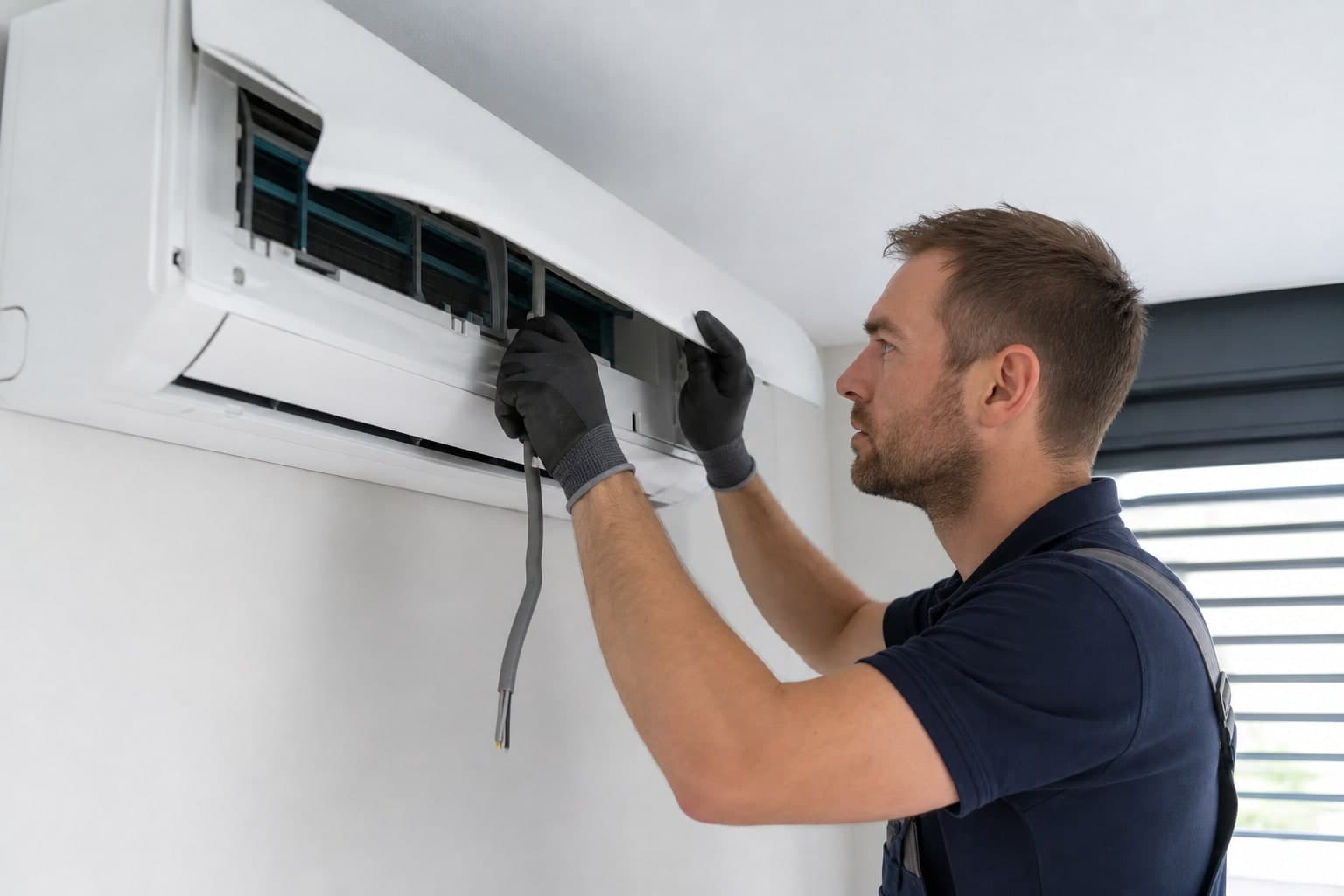 Airco installateur aan het werk