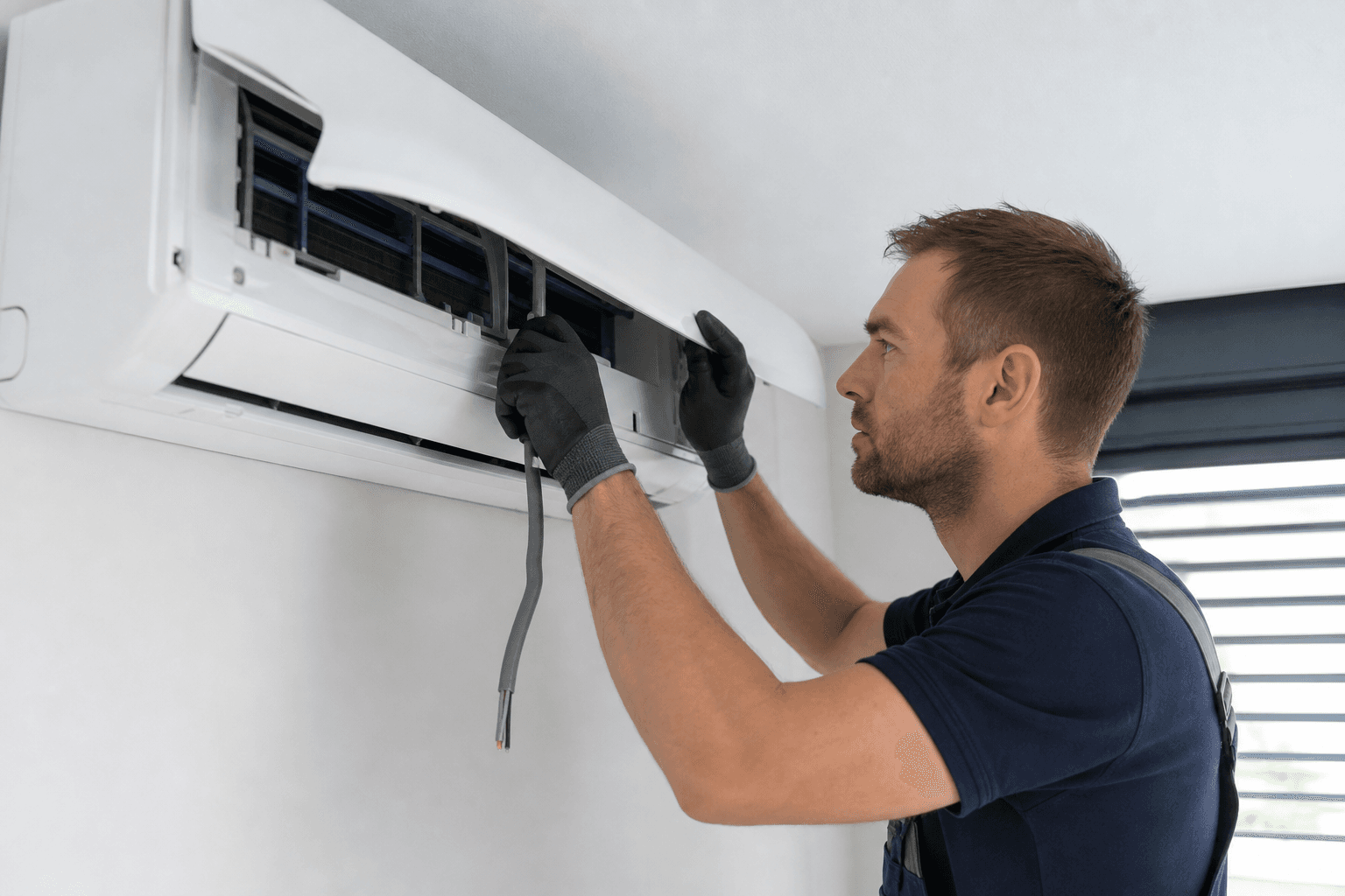 Airco installateur aan het werk