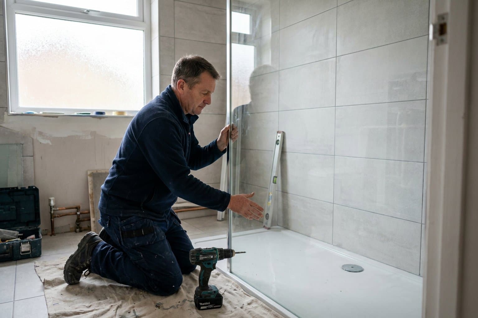 Badkamerspecialist aan het werk