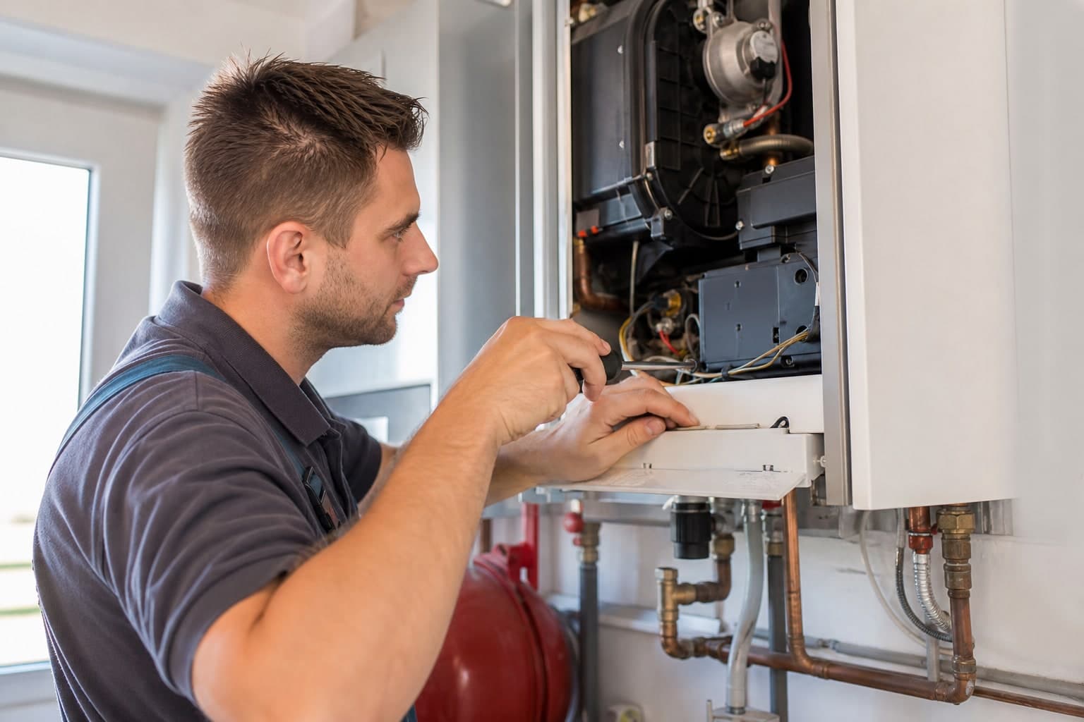 Installateur werkt vakkundig aan een cv-installatie