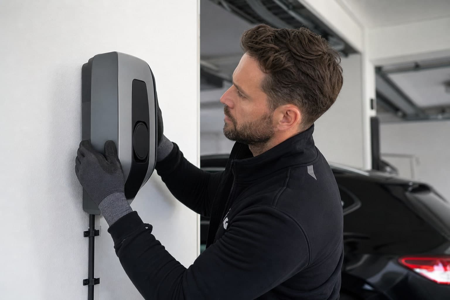 Laadpaal installateur aan het werk