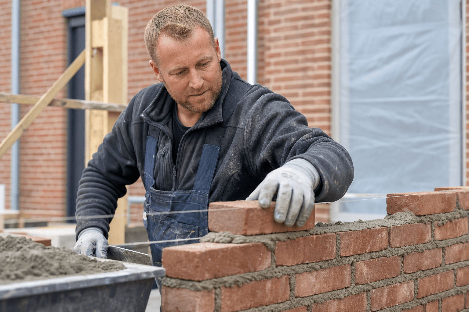 Metselaar aan het werk