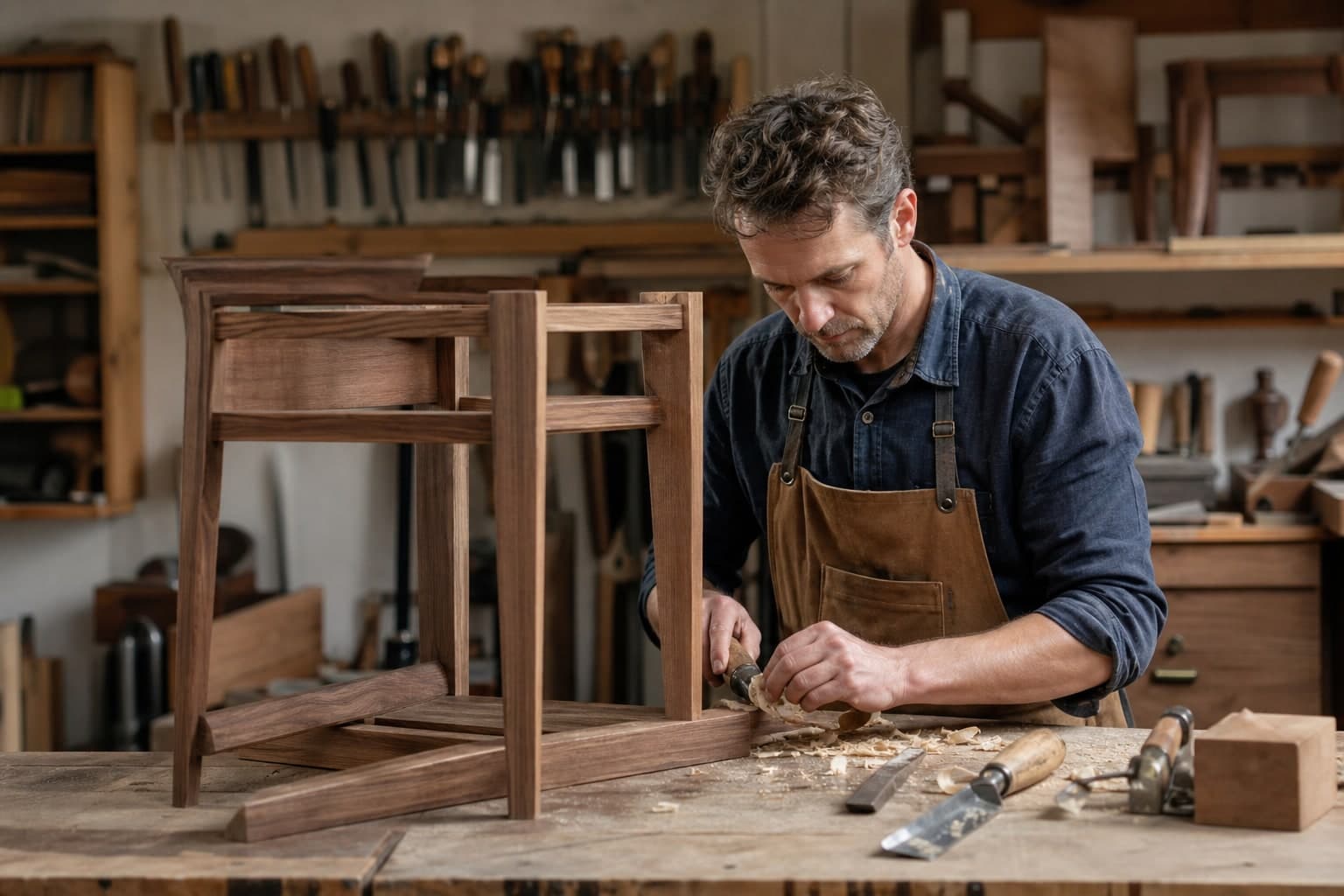 Meubelmaker aan het werk