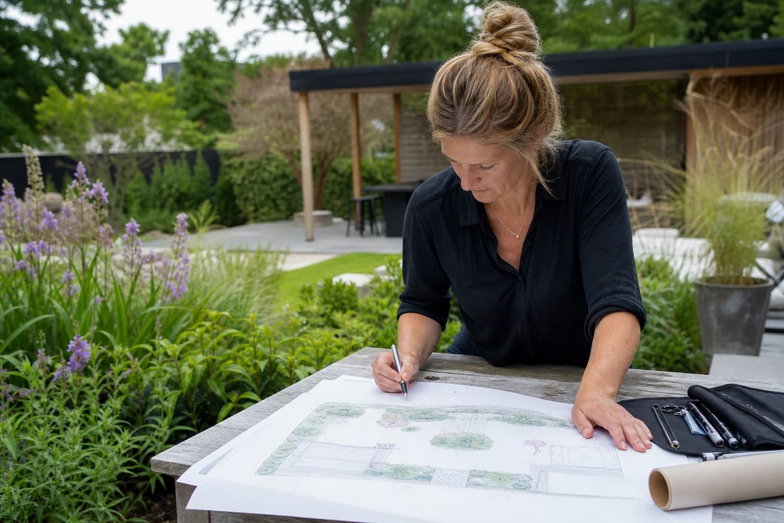 Tuinarchitect aan het werk