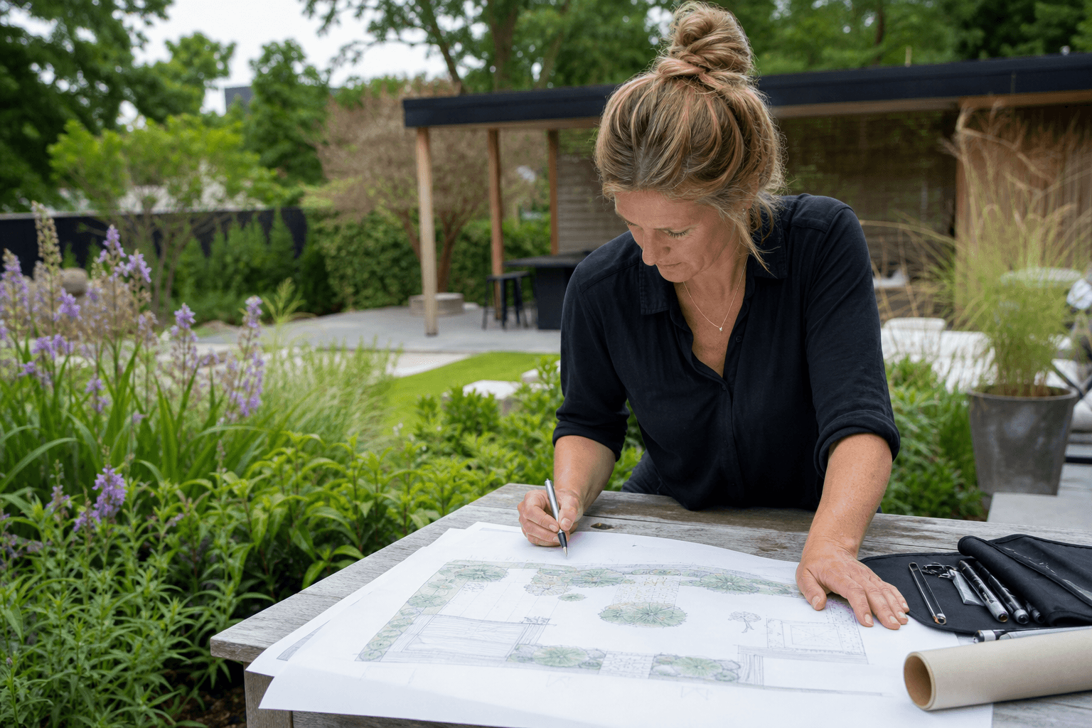Tuinarchitect aan het werk
