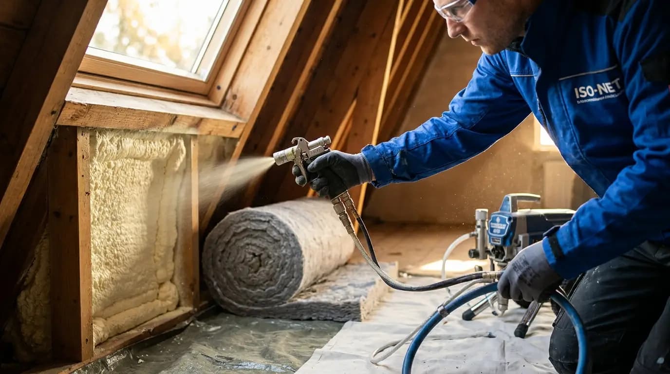 Vakman bezig met isolatie plaatsen in een Nederlandse woning