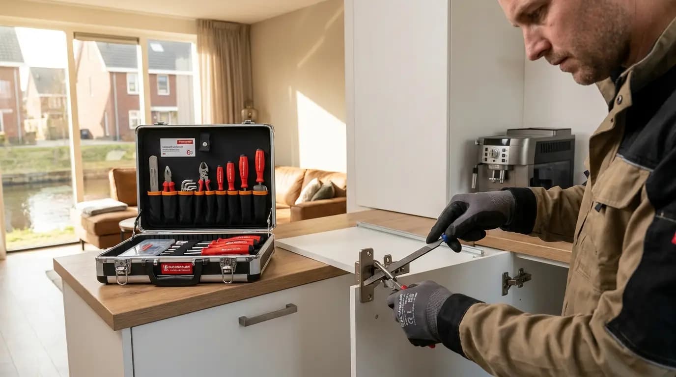 Vakman bezig met metaalbewerking in een Nederlandse woning