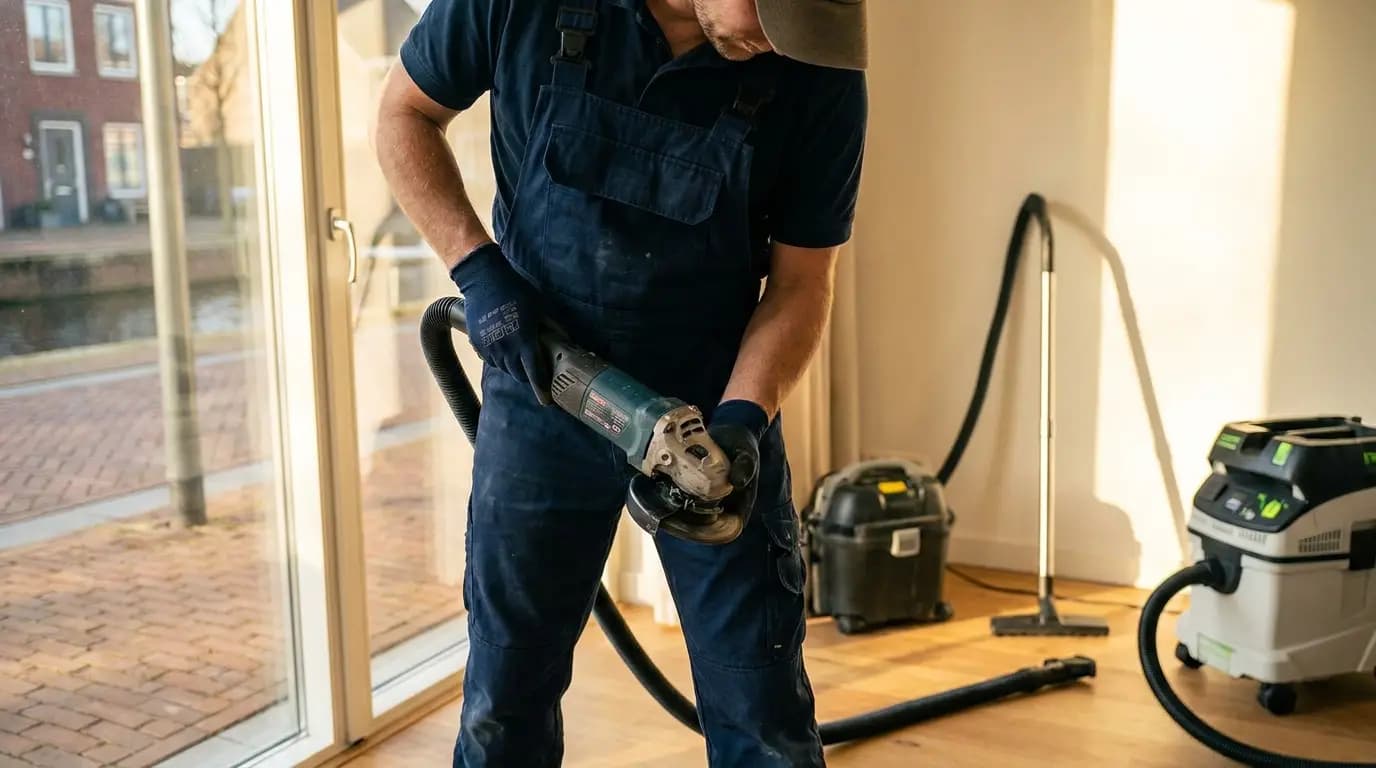 Vakman bezig met schoonmaak huis in een Nederlandse woning