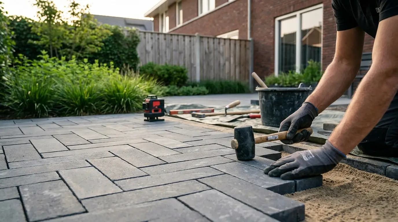 Vakman bezig met tuinontwerp of tuinadvies in een Nederlandse woning