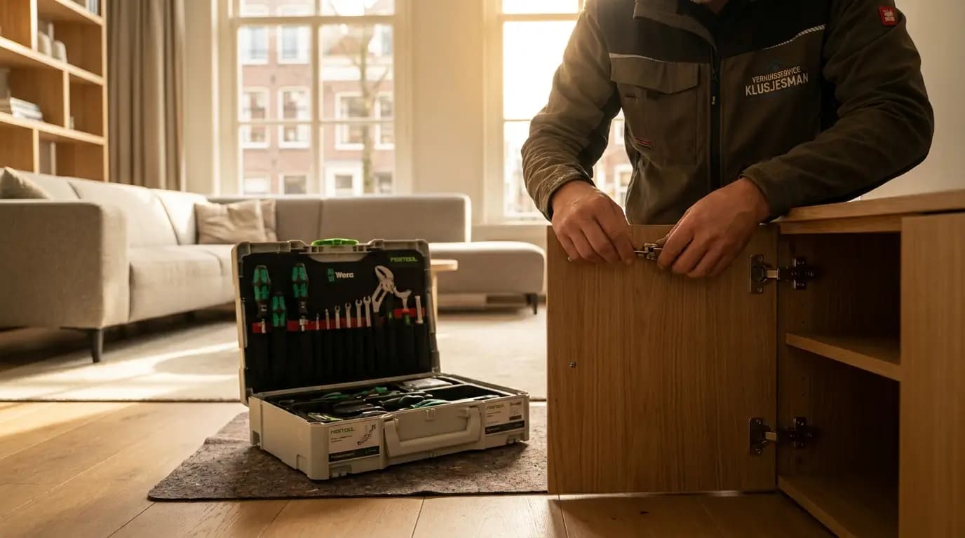 Vakman bezig met verhuisservice in een Nederlandse woning