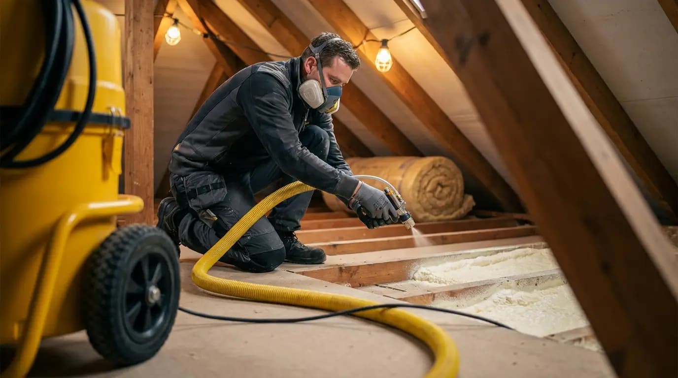 Vakman bezig met vloer isoleren in een Nederlandse woning
