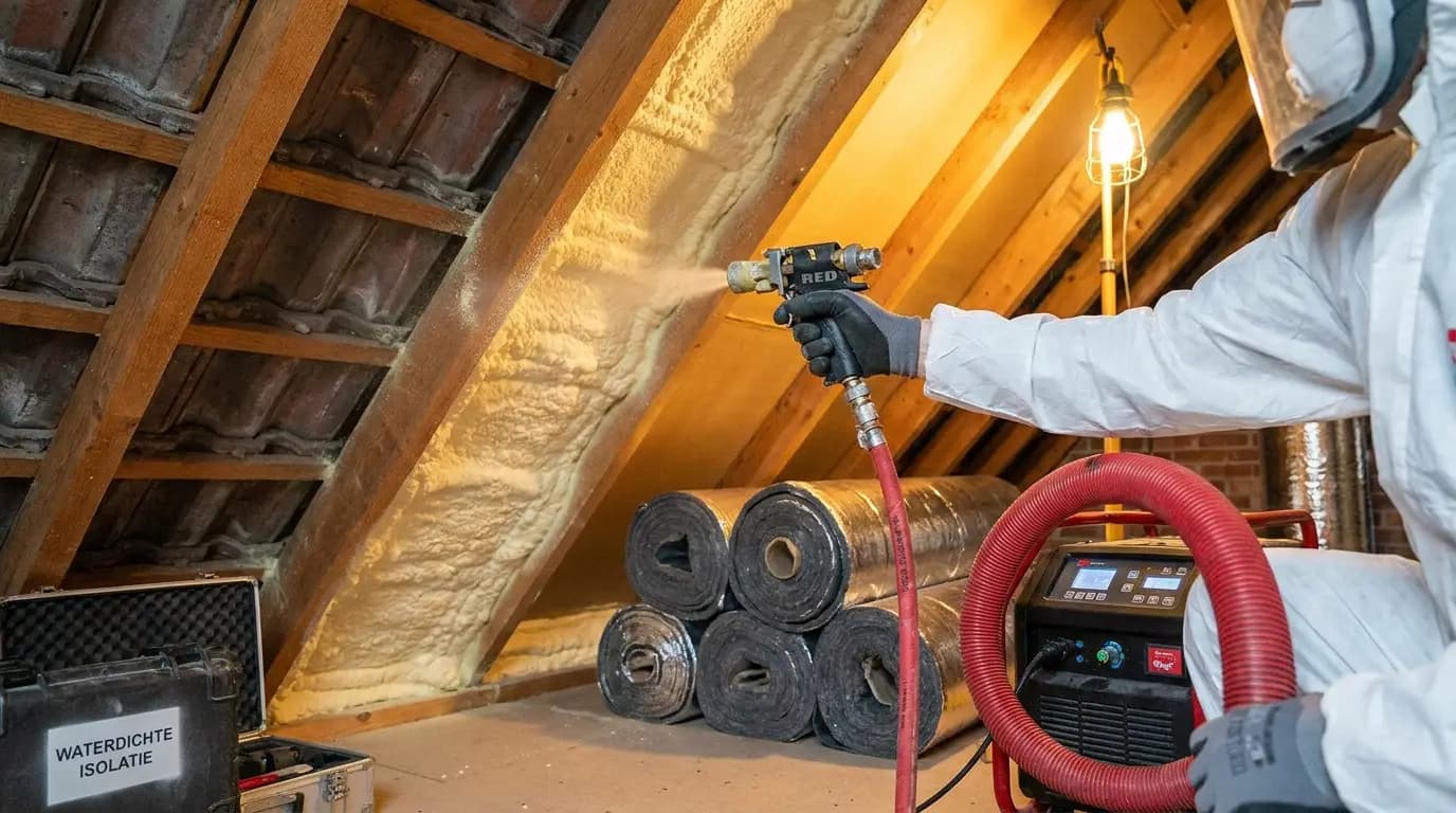 Vakman bezig met waterdichte isolatie in een Nederlandse woning