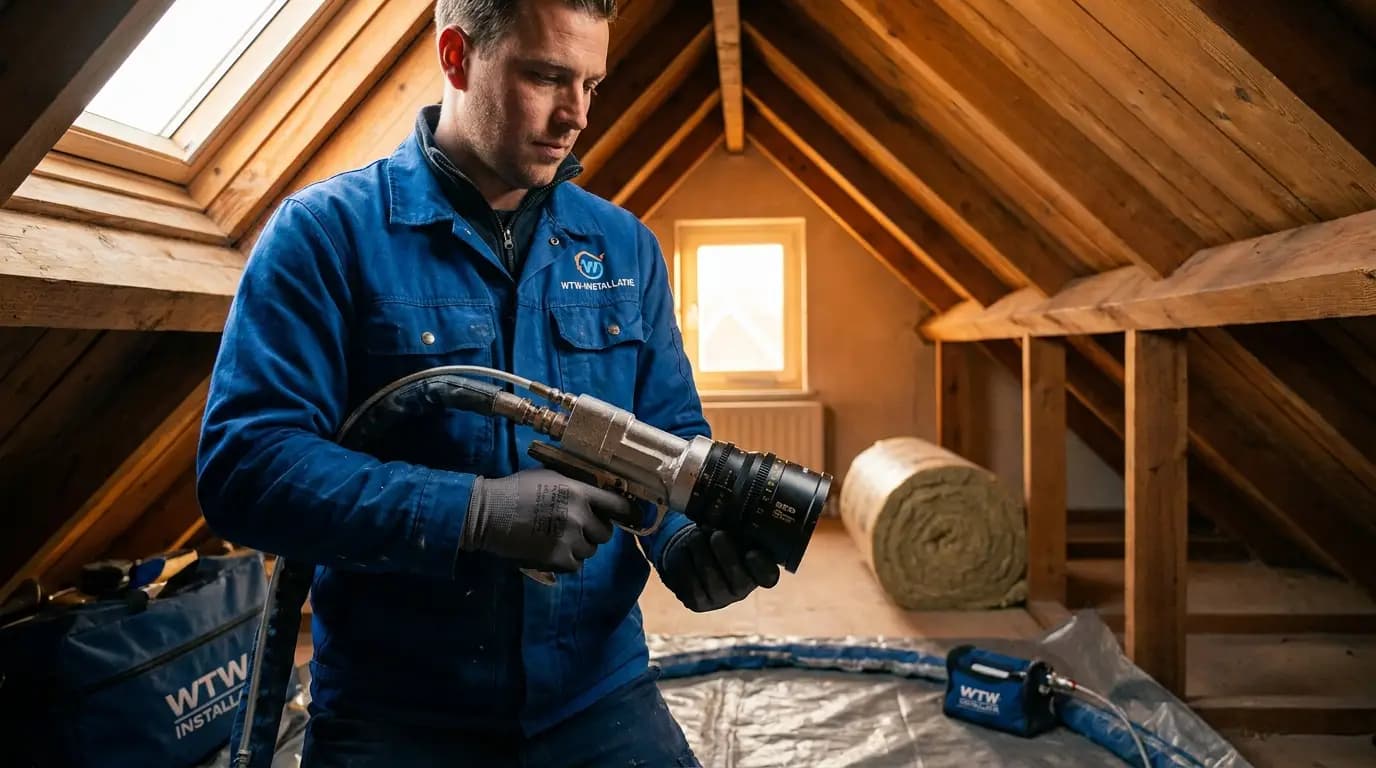 Vakman bezig met wtw-installatie in een Nederlandse woning