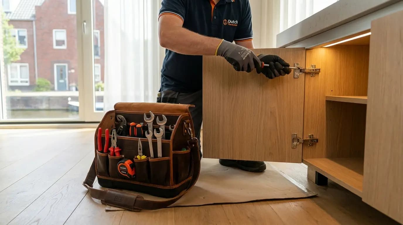 Vakman bezig met klusjesman prijs per uur in een Nederlandse woning