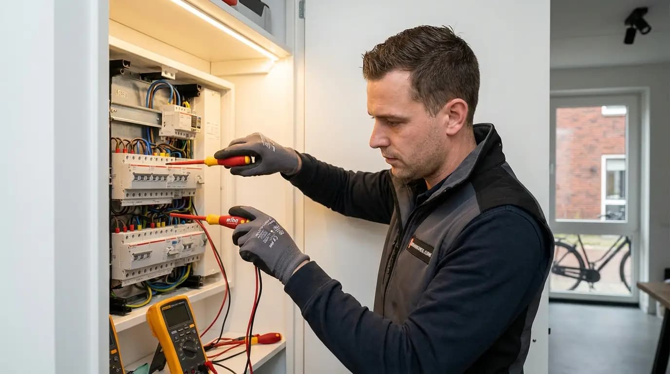 Vakman bezig met brandbeveiliging in een Nederlandse woning