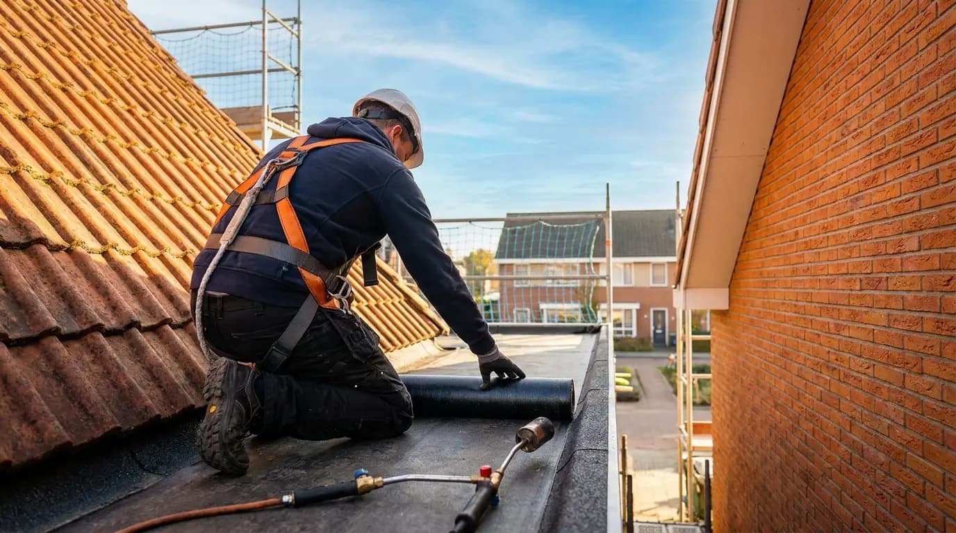 Vakman bezig met dakleer aanleggen in een Nederlandse woning