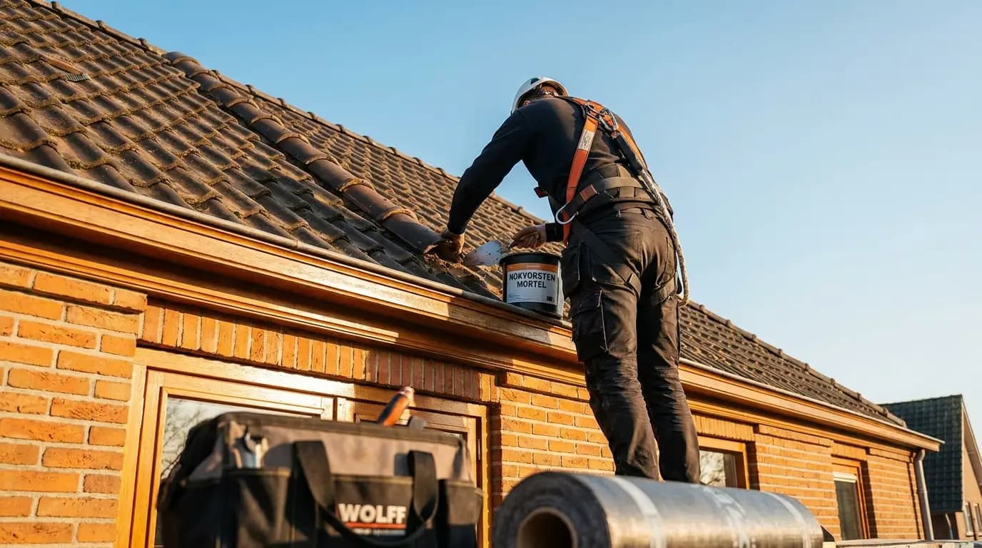 Vakman bezig met nokvorsten reparatie in een Nederlandse woning