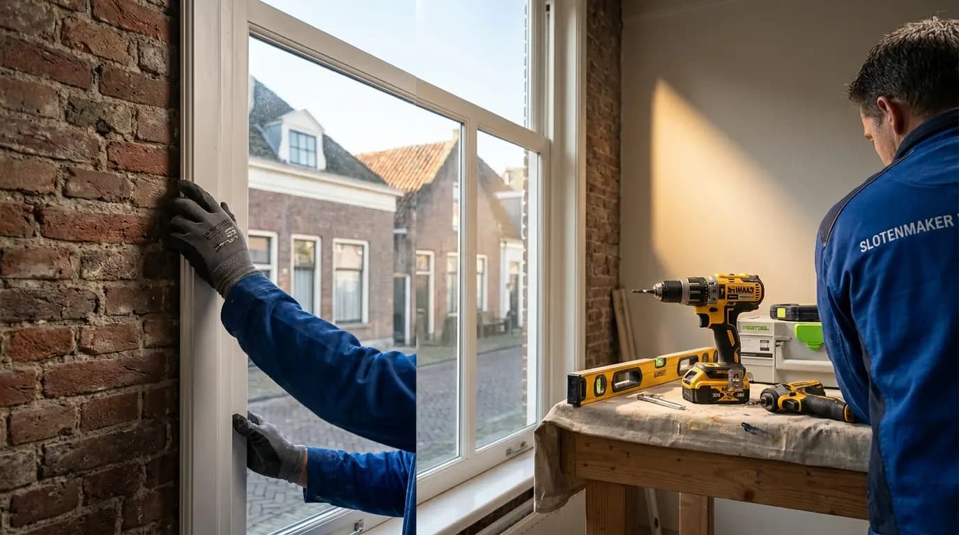 Vakman bezig met slotenmaker in een Nederlandse woning