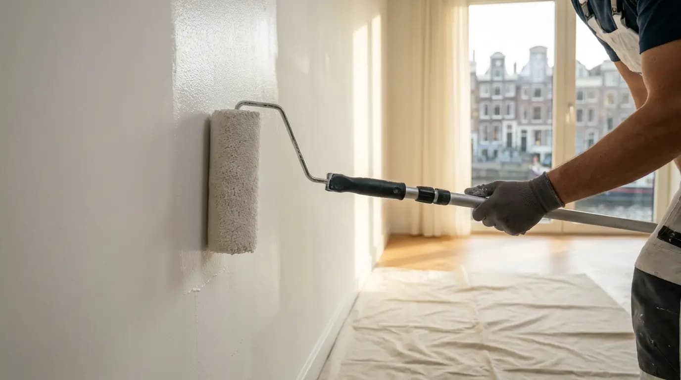 Vakman bezig met wat kost een schilder in een Nederlandse woning