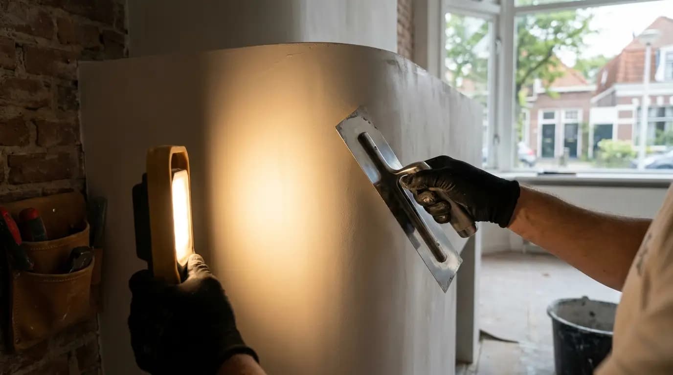 Vakman bezig met koof plaatsen in een Nederlandse woning