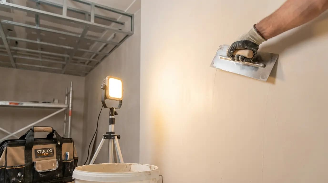 Vakman bezig met verlaagd plafond plaatsen in een Nederlandse woning